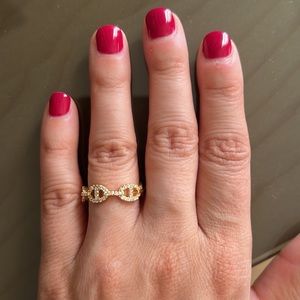 18k Gold Plated Adjustable Cubic Zirconia Ring